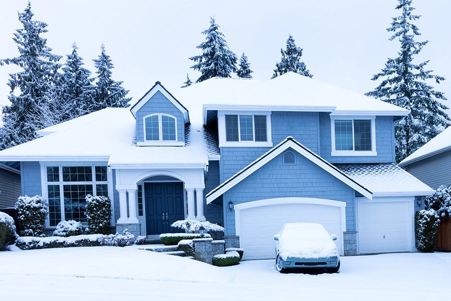 RUBY ELECTRIC, INC. – Front view of a home in Springfield, IL after one or two winter storms.